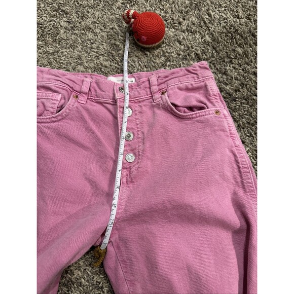 Zara Girls Size 11-12 Years Pink Wide Leg Jeans Button Fly 152 Cm - Picture 9 of 9